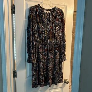 Emma & Michele Blue Long Sleeve Sundress